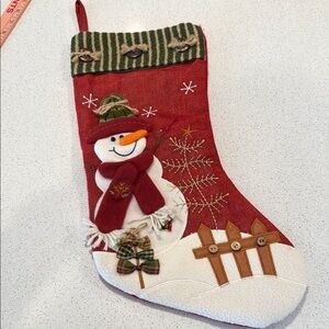 Button Festive Red Snowman Christmas Stocking